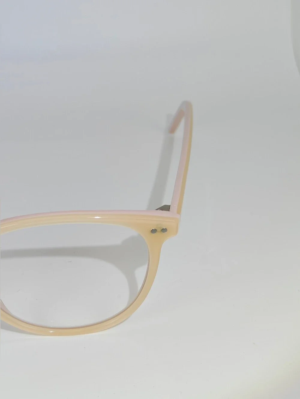 Fiction. Classic Round Women's Eyeglass Frames in Nude Pastel Pink